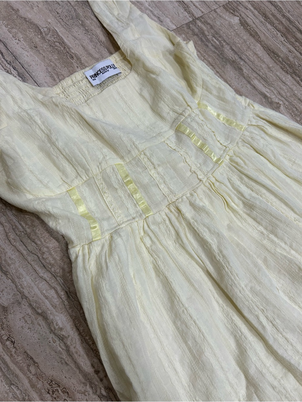 Princess Polly Pale Yellow Textured Sleeveless Mini Dress - Picture 3 of 5